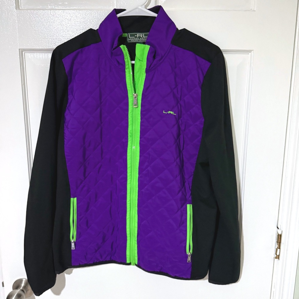 Lauren Active Ralph Lauren Purple Quilted Colorblock Zip Up Jacket XL